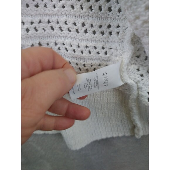 Cabi Open Stitch Cardigan #6237 White  Women's Small Coastal Sweater pockets - Picture 9 of 14